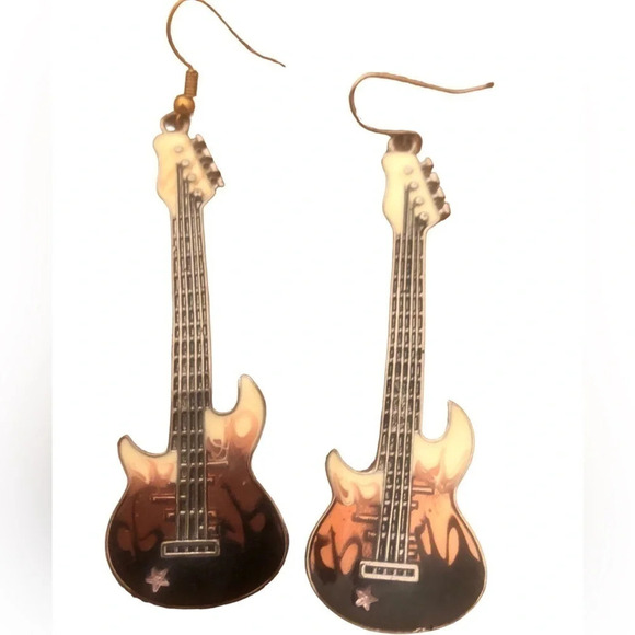 Betsey Johnson Jewelry - Rock N Roll Guitar Enamel earrings Musician Music Lover Groupie Retro Rockabilly